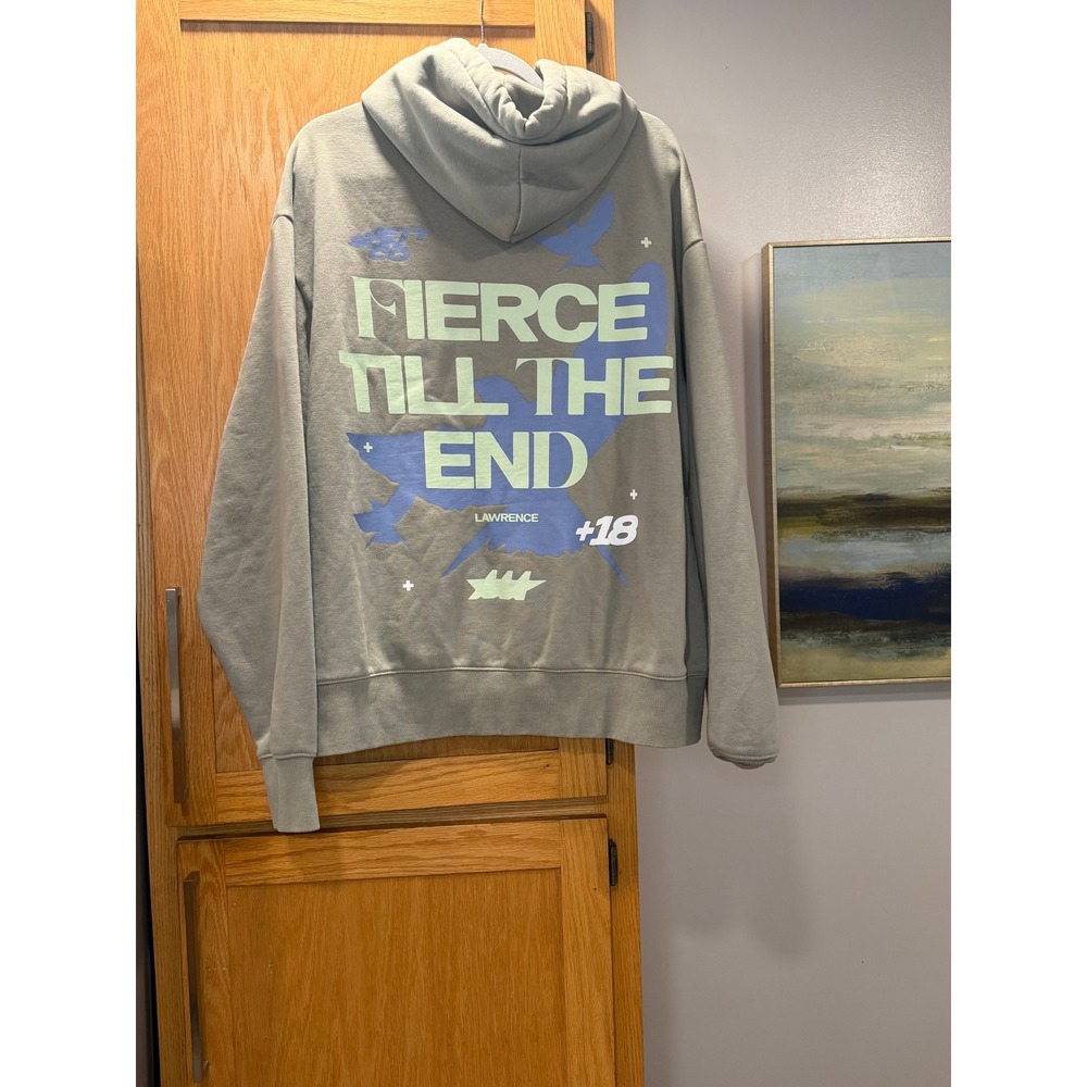 Jettson.co Mens Fierce Till The End Graphic Hoodie Sage Green Motorcycle Size M